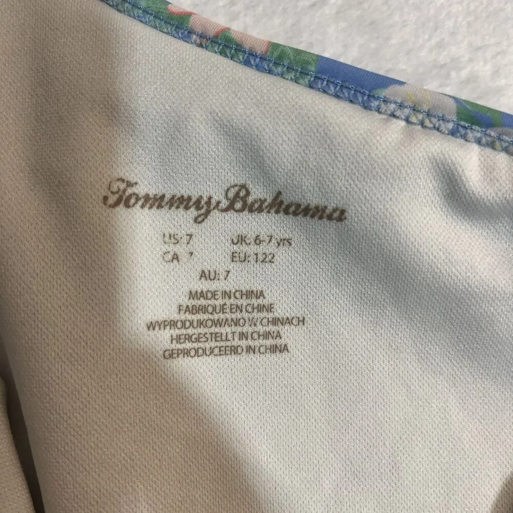 Tommy Bahama‎ Bathing Suit Girls Size 7 One Piece Floral Plaid Ruffles Swim Suit